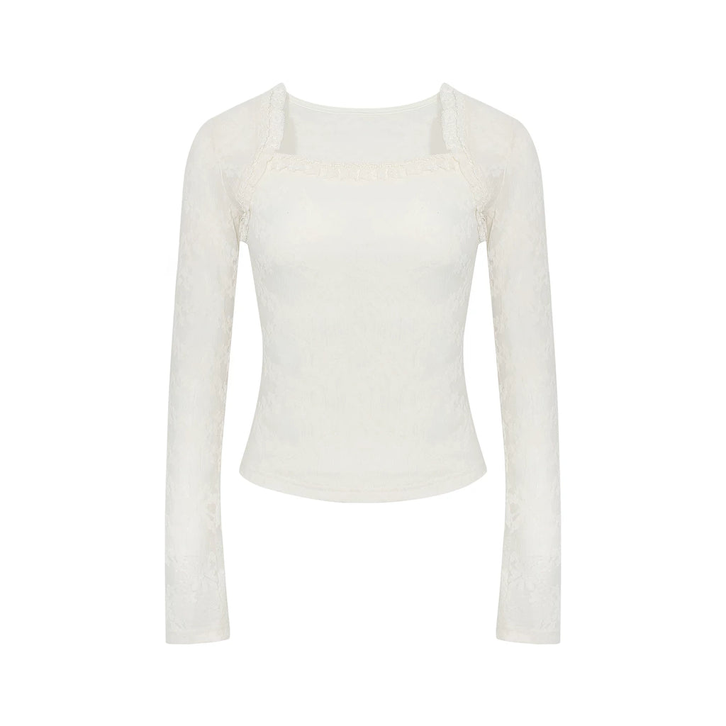 Wildberry Square Neck Floral Knit Long-Sleeve Top