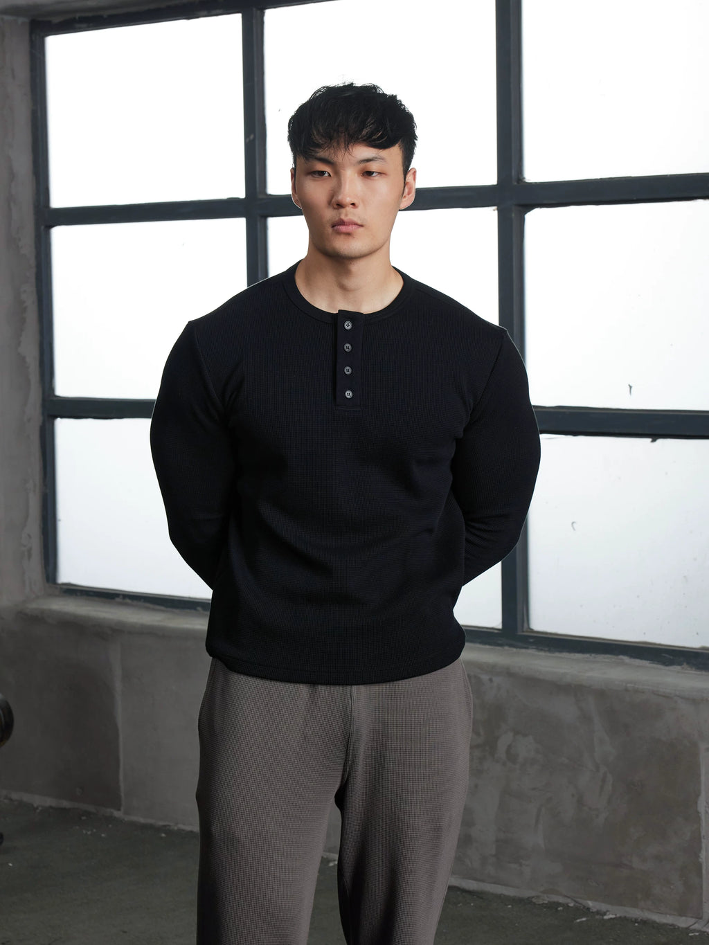 AFTERGLOW Soft Waffle Henry Neck Long Sleeve