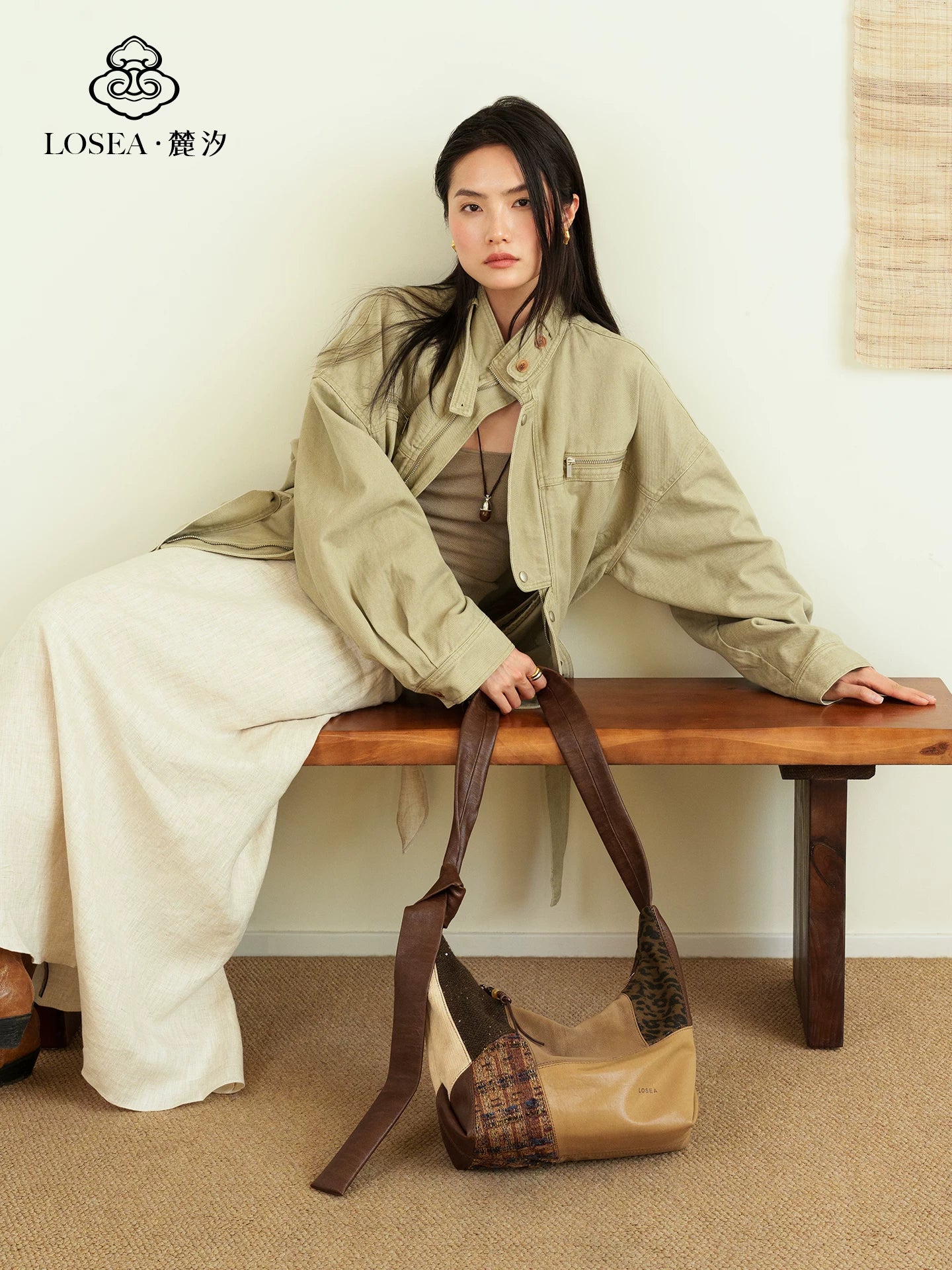 LOSEA Vintage Spliced Shoulder Bag