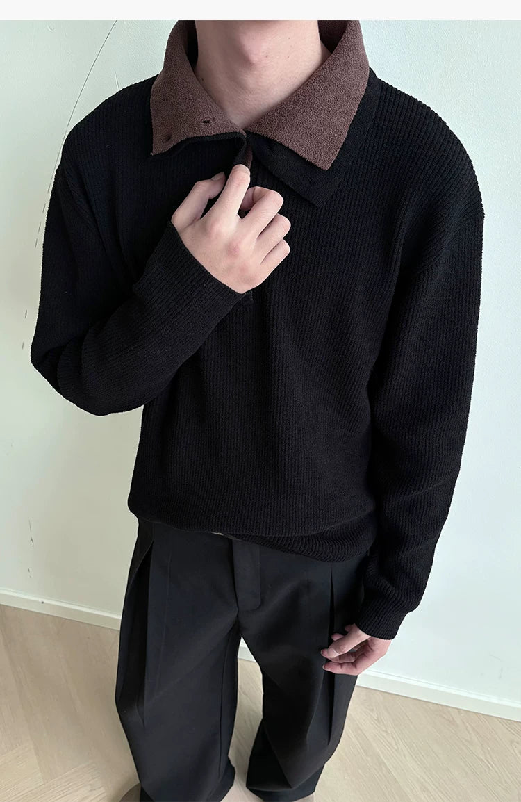 KREATE Double-neck Fake Two-piece Sweater Jacket