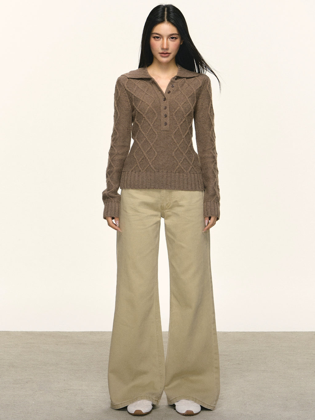 Anna Aneae Retro Temperament Slim Short Knitted Long Sleeves