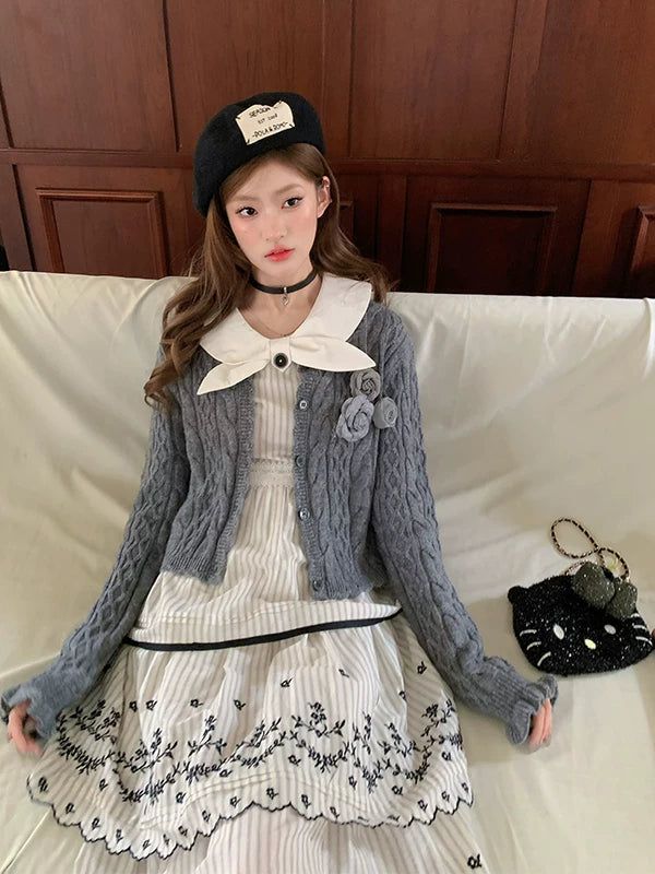 RRFIGHT Cable-Knit Loose-Fit Cardigan