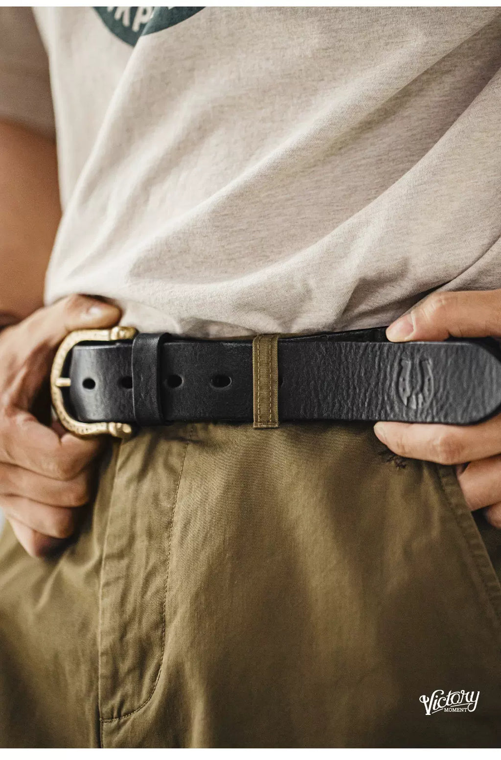MADEN Brass Buckle 3.8cm Leather Belt
