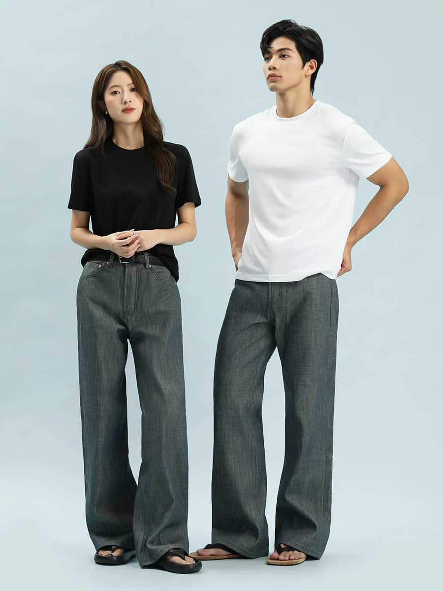 PLUS NO LOGO Lake Green Raw Denim Straight Flared Jeans