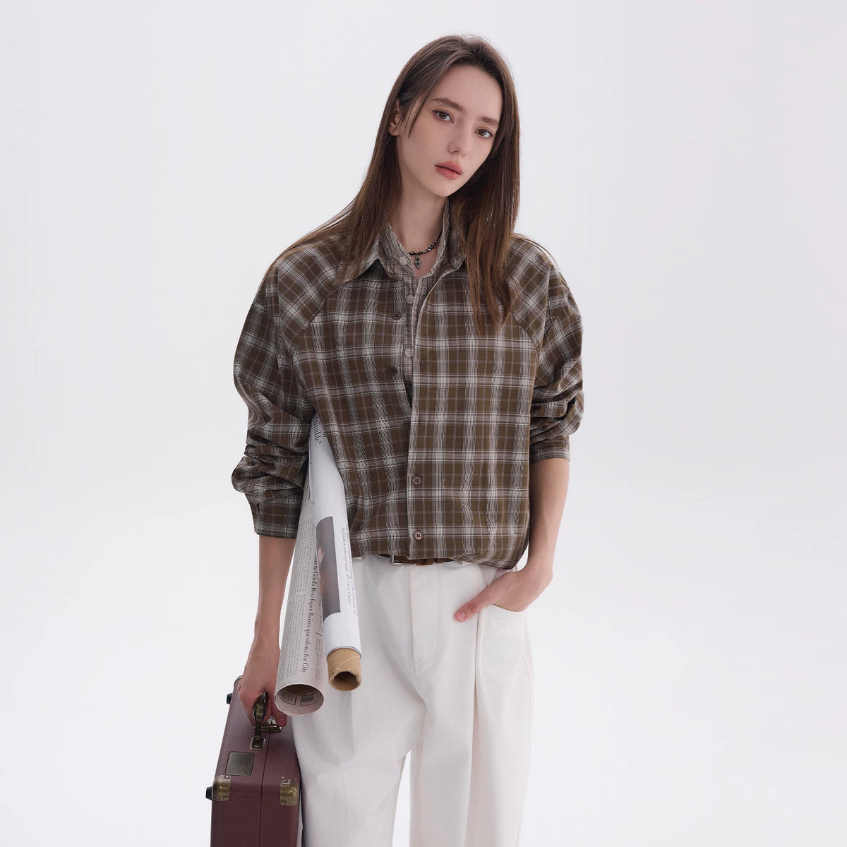 CHOR Raglan Plaid Long-Sleeve Shirt
