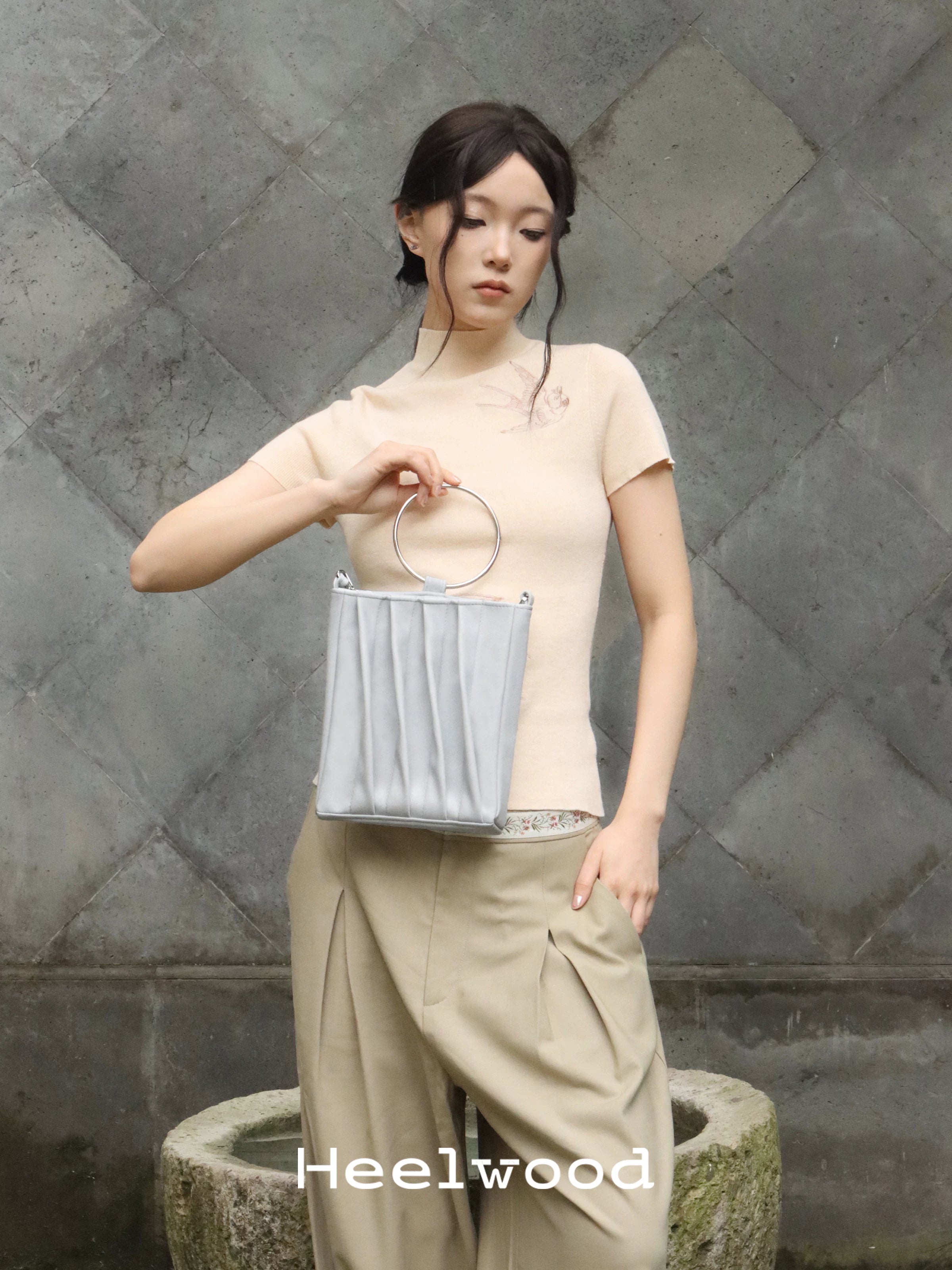 Heelwood Misty Bamboo Faux Leather Magnetic Snap Crossbody Bag