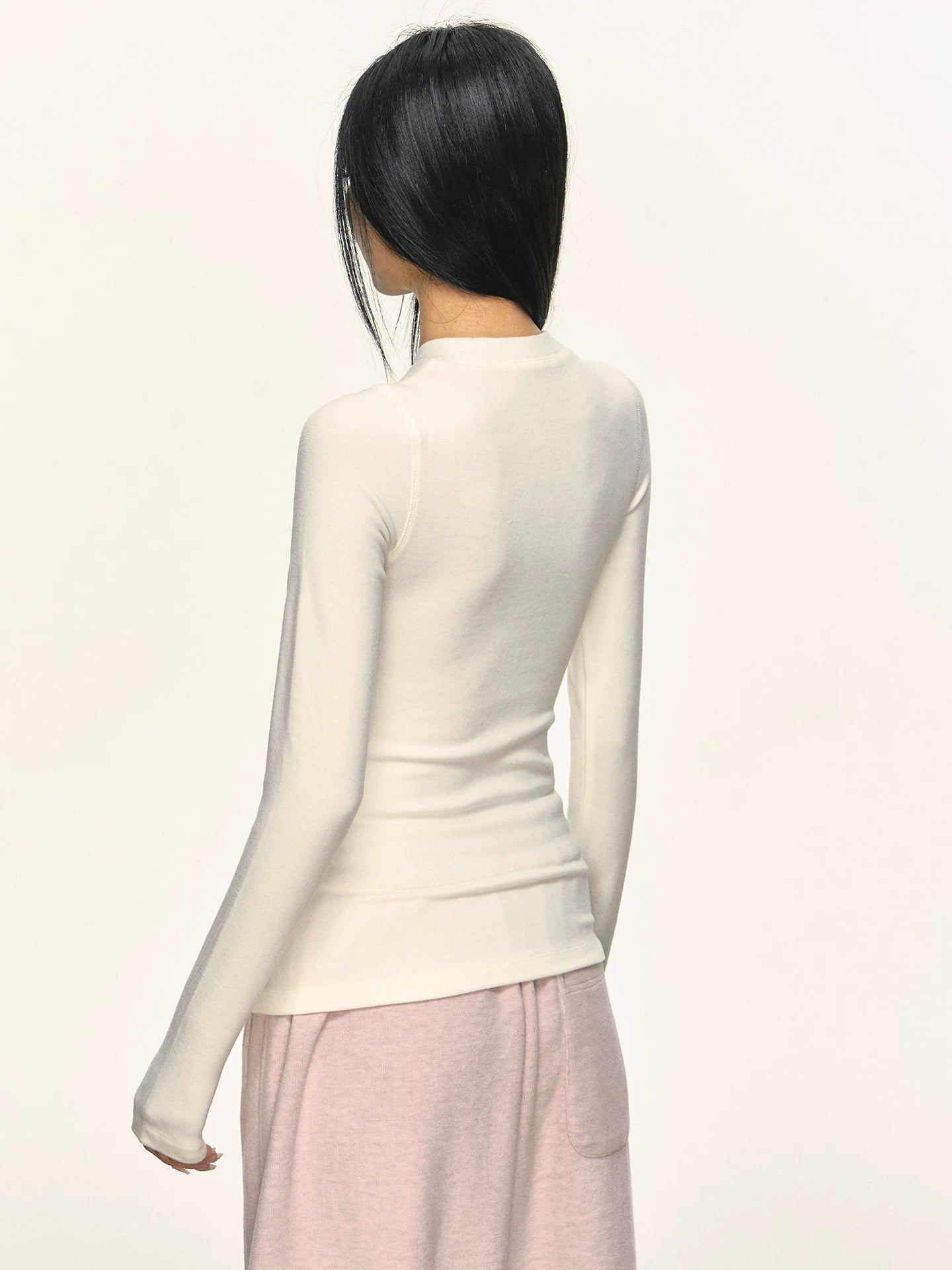 Anna Aneae Round Neck Inner with Fleece Slim and Thin Long Sleeves