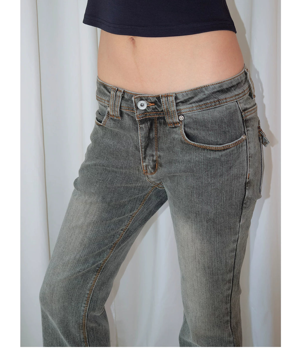 FUNKYFUN Millennium Retro Low-Rise Cropped Jeans