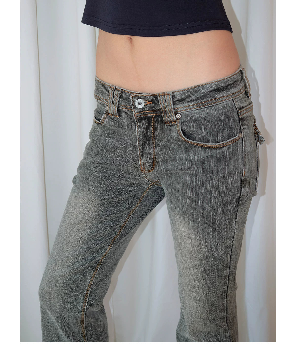 FUNKYFUN Millennium Retro Low-Rise Cropped Jeans