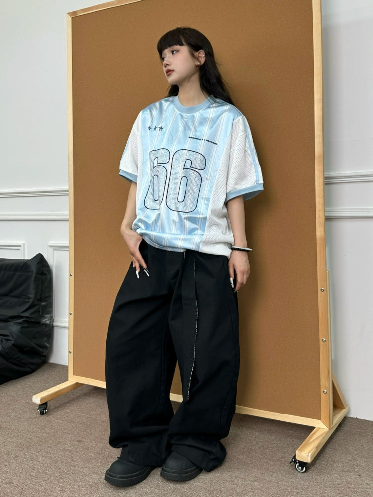 BeOurRule Flash Drill Mesh V-neck Loose Tee