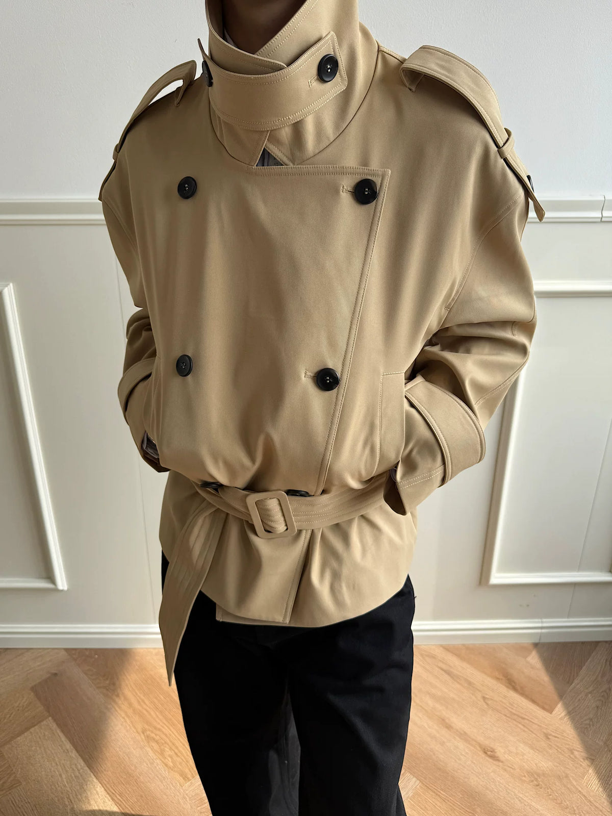 Lost Myself Vintage Double-Breasted Belted Trench Coat