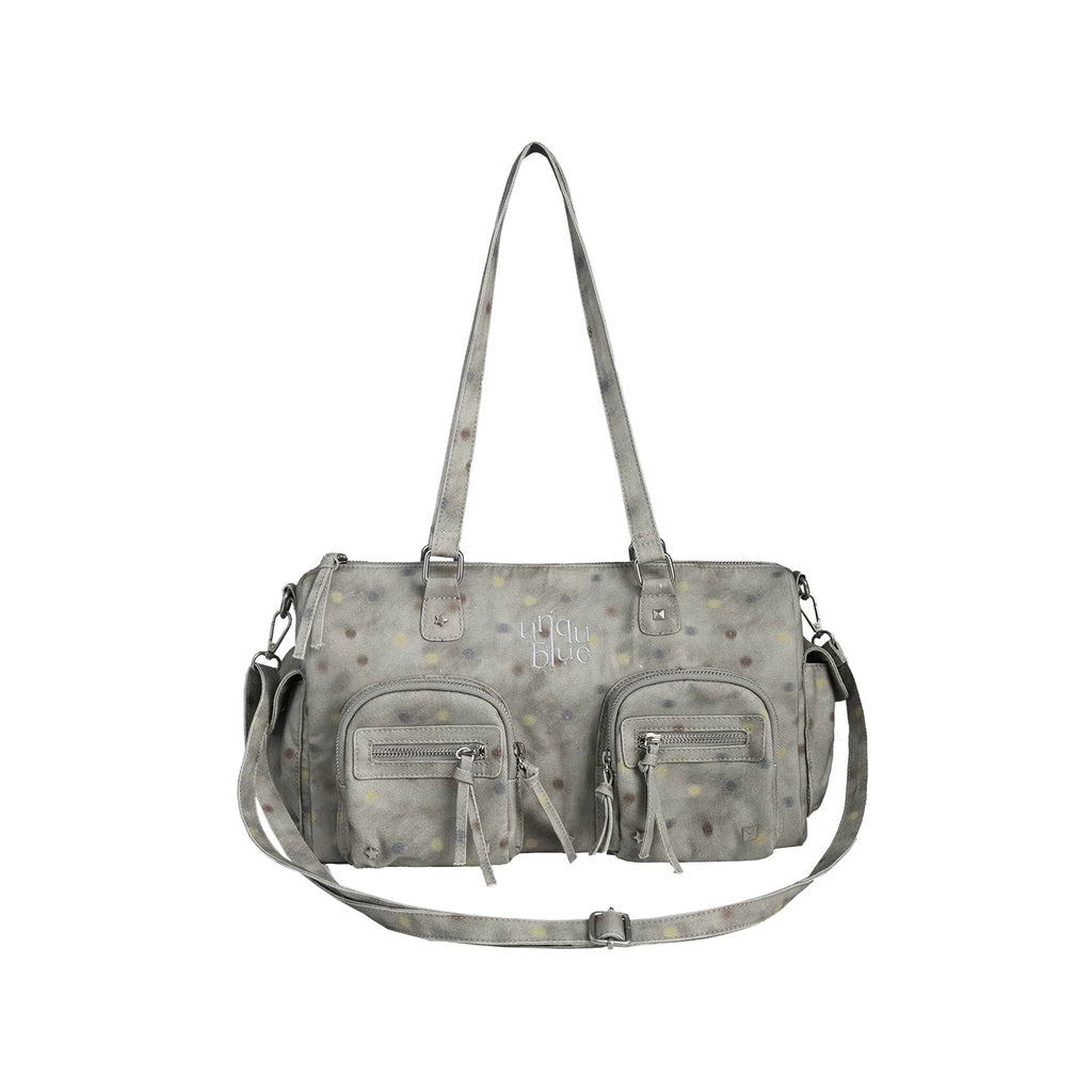Unique blue Polka Dot Nylon Zip-Top Shoulder Bag