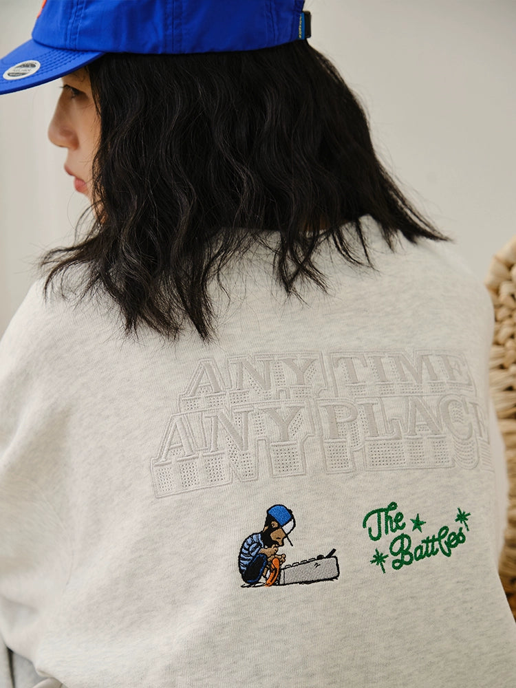 Battles Stitching Zipper Pocket Thick Needle Embroidered Sweater