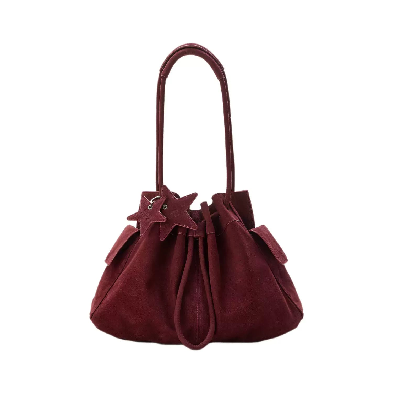 ECODAY Pebble Grain Faux Leather Drawstring Boston Bag