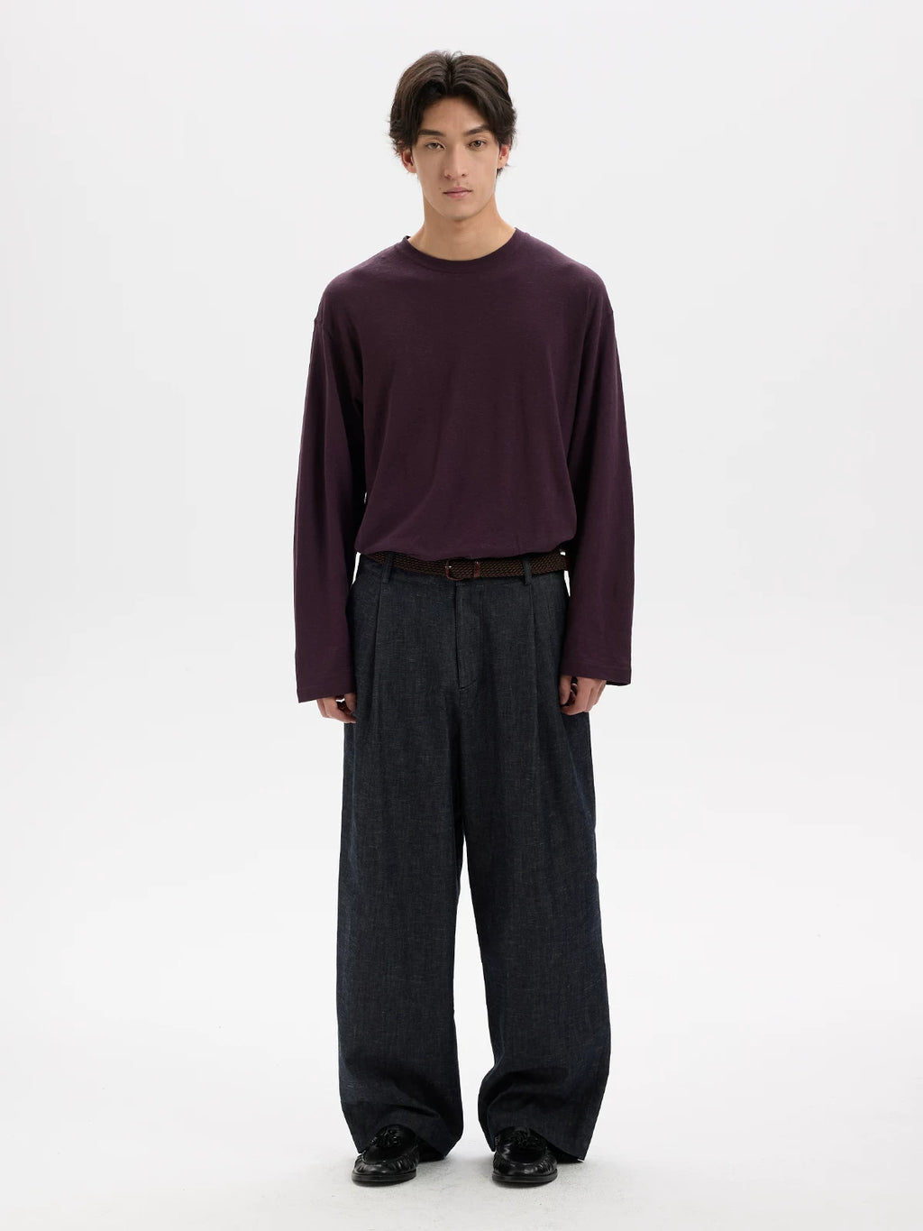BUTTBILL Minimalist Hemp 55% Breathable Oversized Long-Sleeve Tee