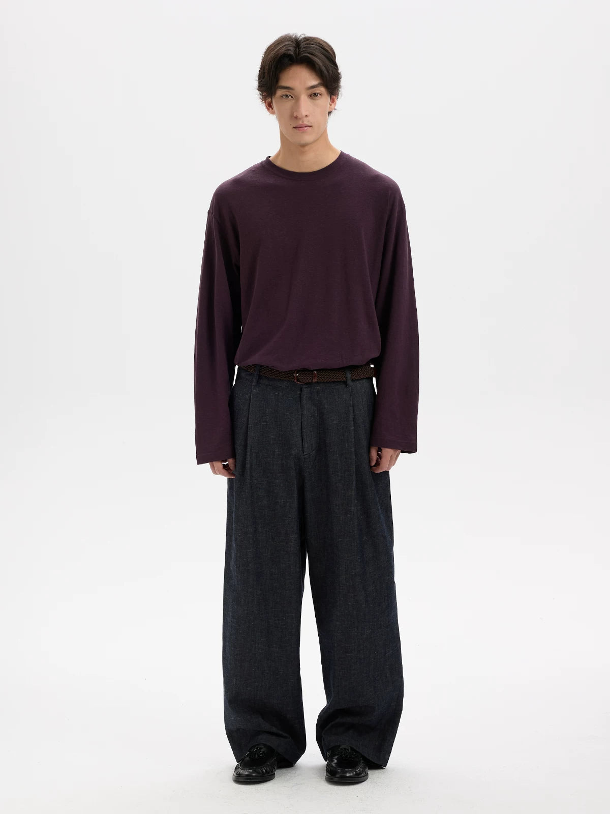 BUTTBILL Minimalist Hemp 55% Breathable Oversized Long-Sleeve Tee