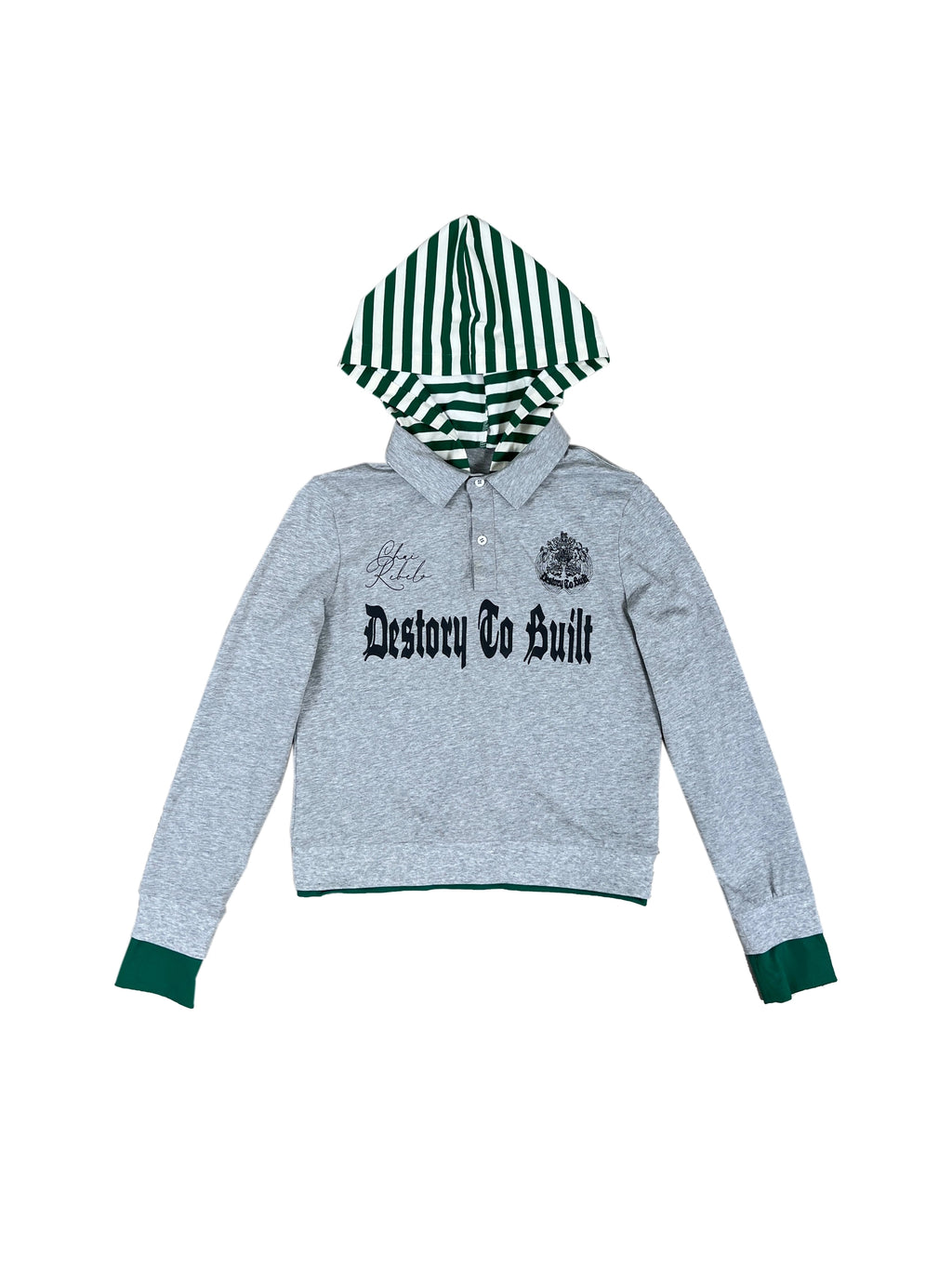 CHAI Coat of Arms Printed Fake Two-piece Contrasting Color Long-sleeved POLO Shirt