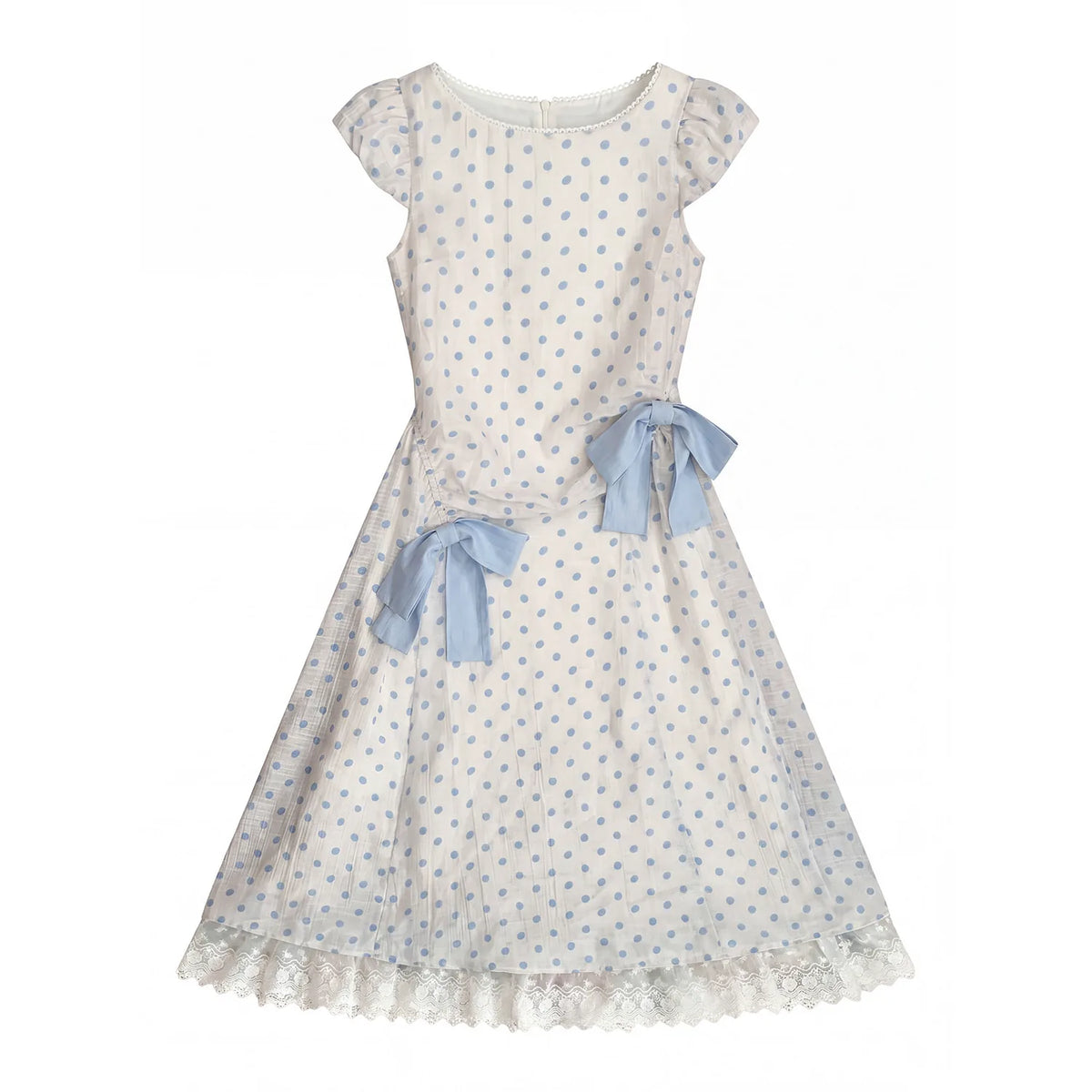 RRFIGHT Blue Mist Polka Dot Breathable Slim Fit A-Line Dress