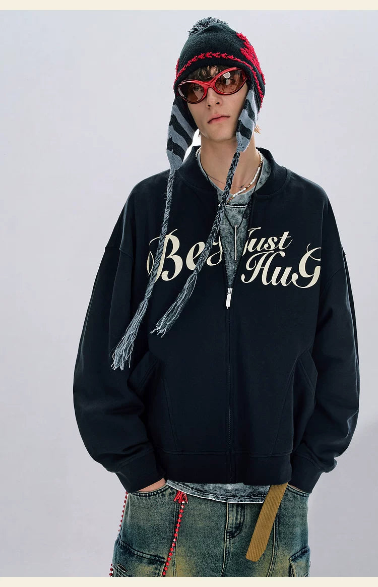 BJHG Design Sense Baseball Knitted Cardigan Jacket