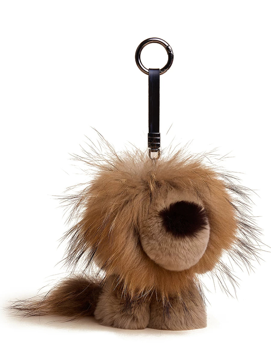HAVEROSE Premium Sense Rex Rabbit Hair Lion Doll Pendant