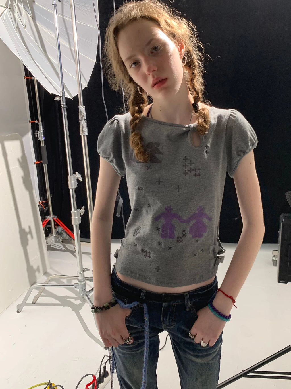 Achihara Jiji Bubble Mouse Breathable Cropped Tee