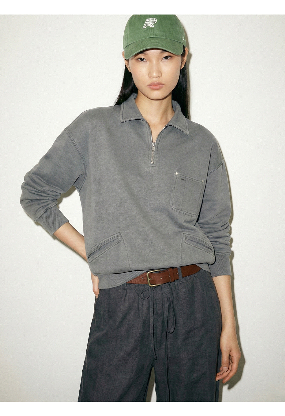 MADEEXTREME Half Zip Lapel Polo Sweater