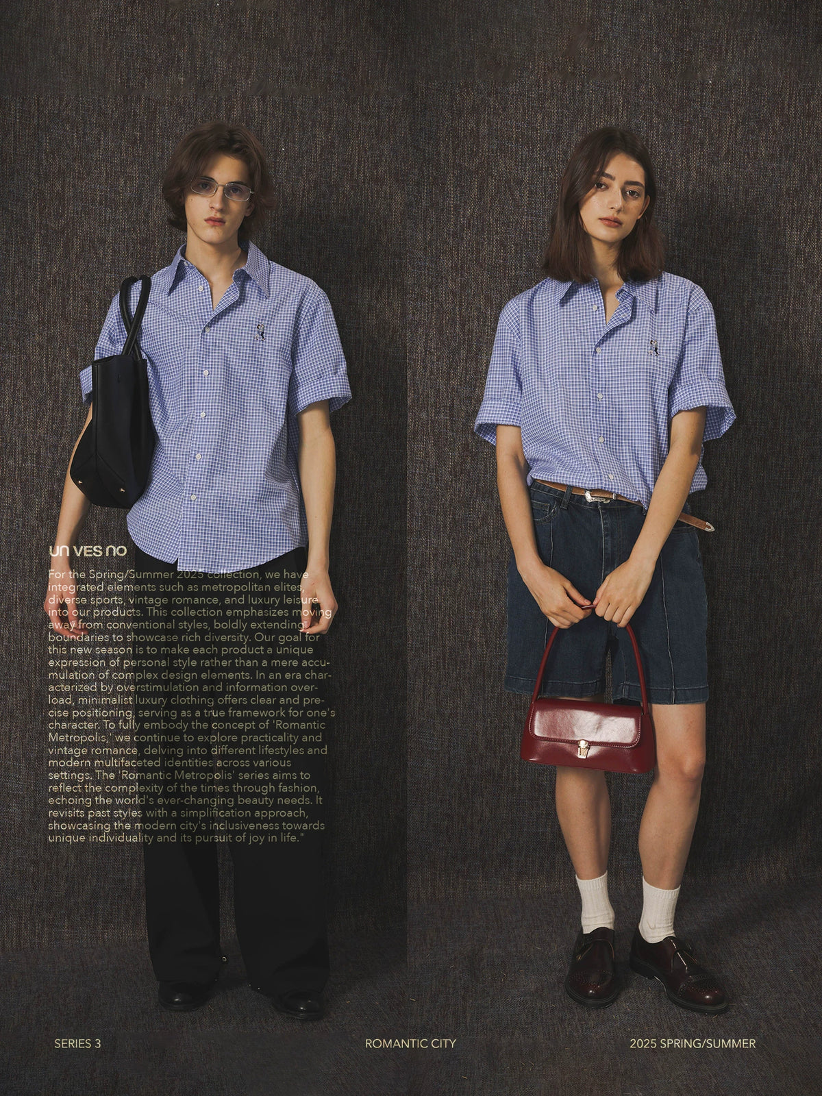 Unvesno Blue-White Plaid 400g Relaxed Shirt