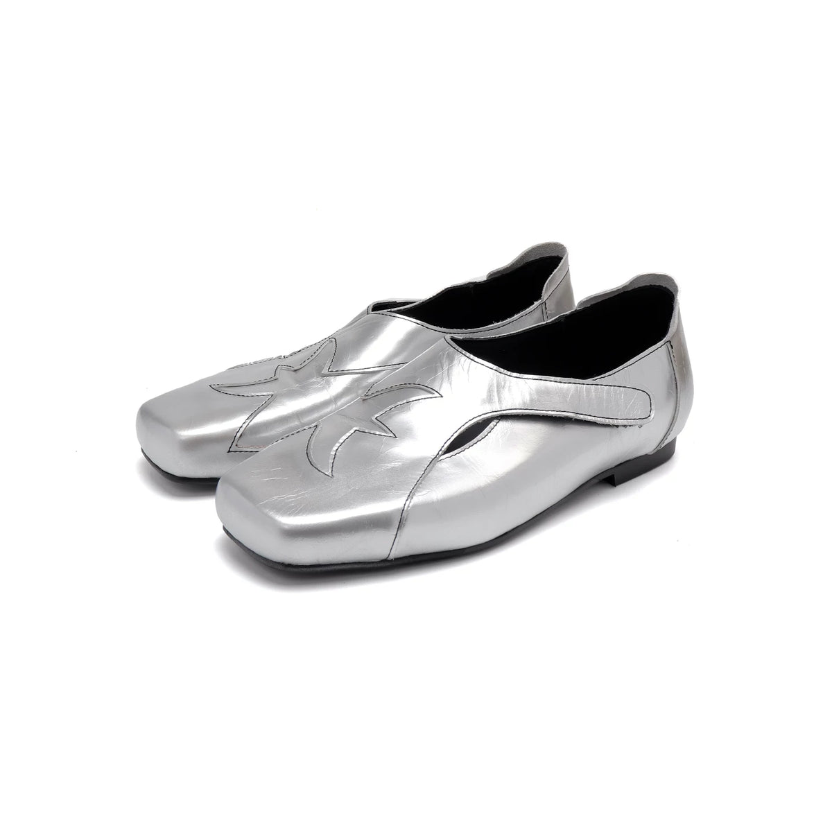 ASTHER Leather Star Cutout Square Toe Punk Trainer
