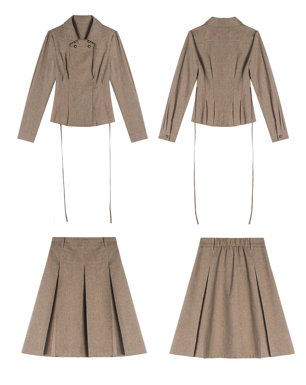 TYANG Retro Plaid Shirt Skirt Set