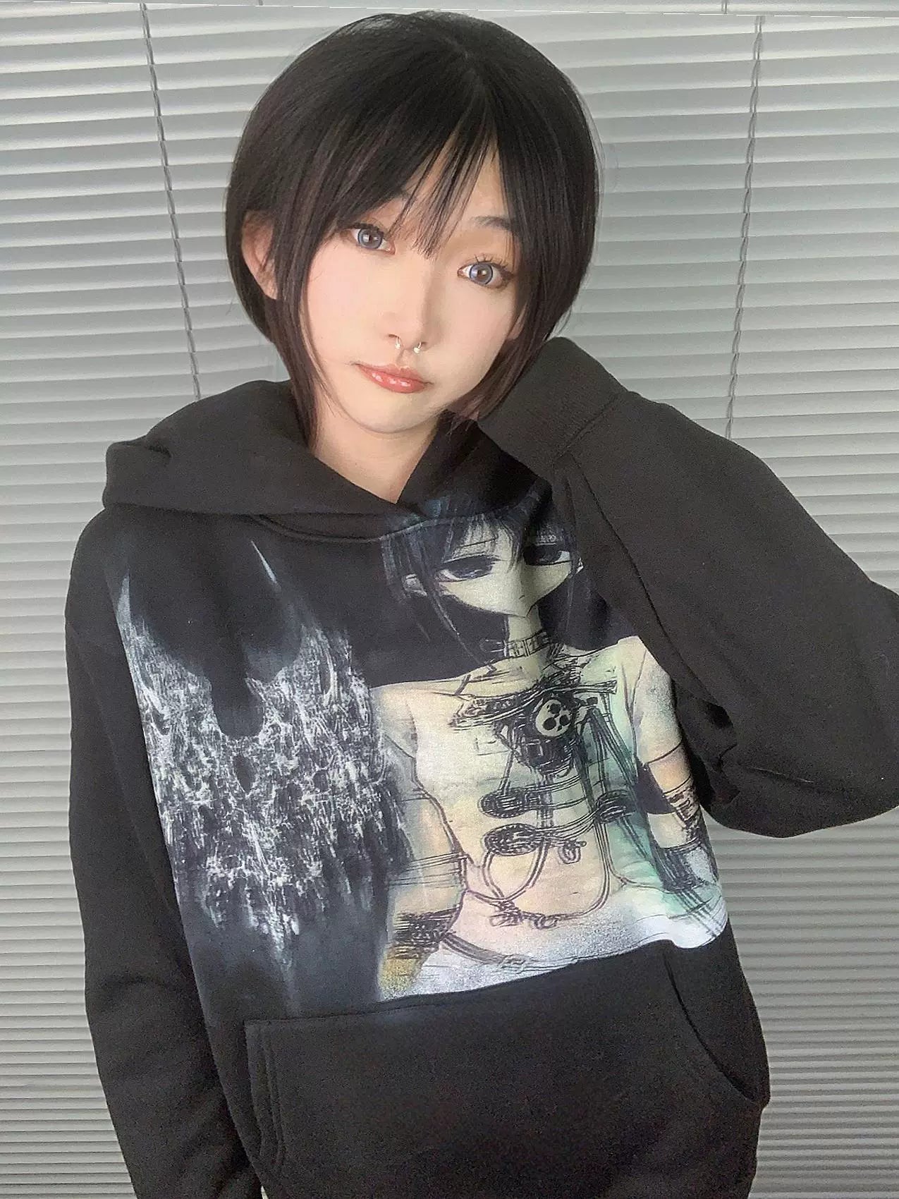 WEBBAR Acid Metal Girls Fleece Thick Sweater