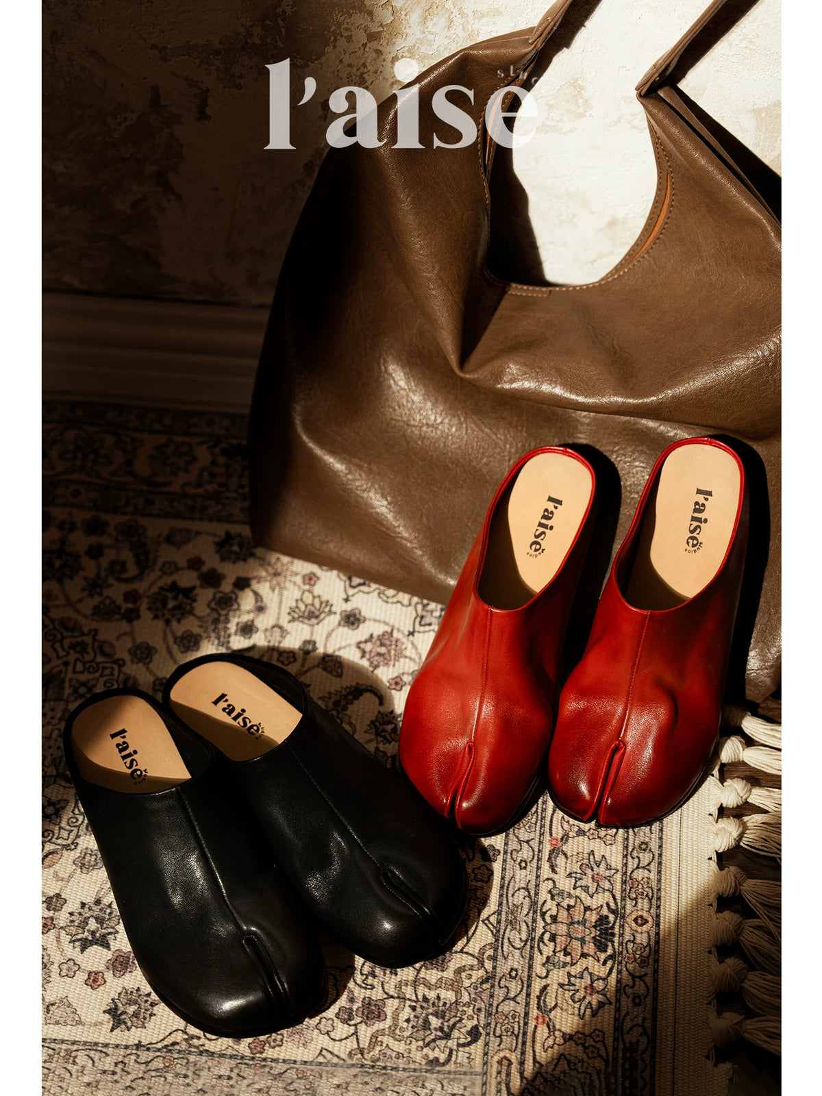 L'aise Washed Leather Split-Toe Tabi Slip-On Mule