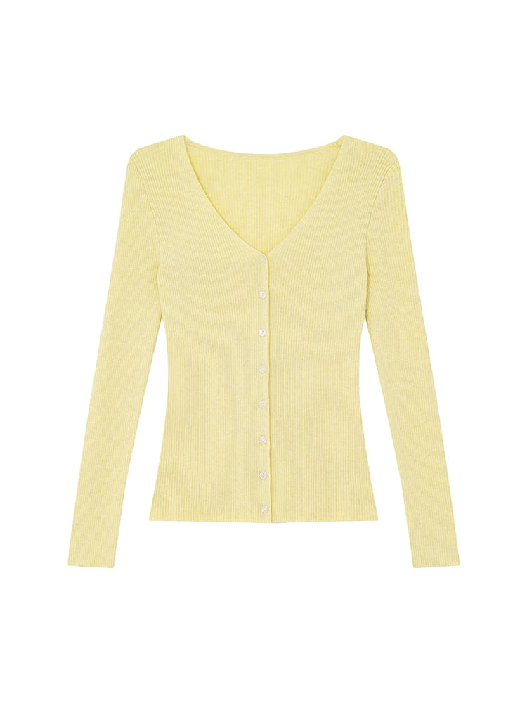 KANO V-Neck Slim Long-Sleeve Knit Cardigan