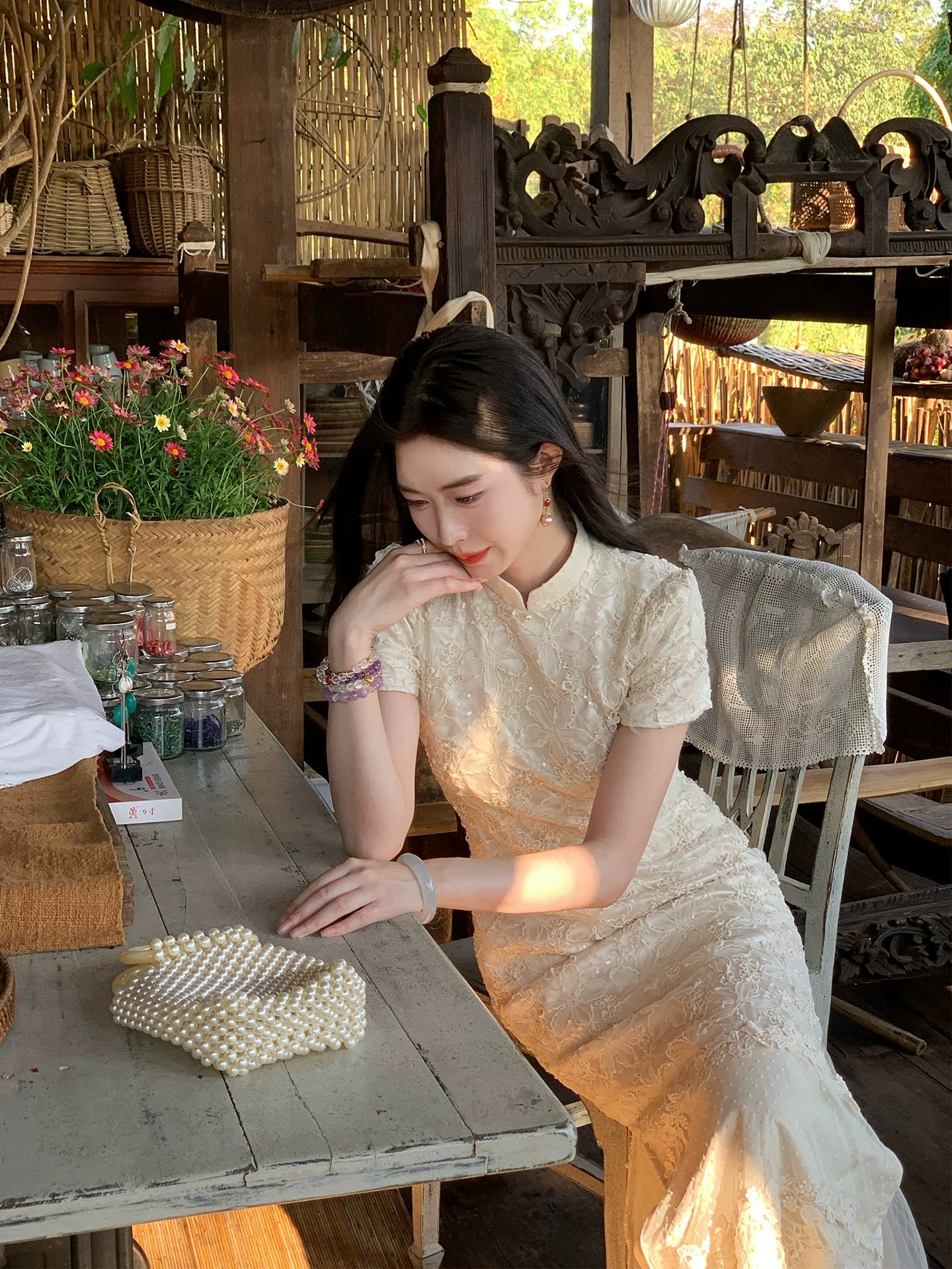 ZIHE New Chinese Rope Embroidered Cheongsam Dress