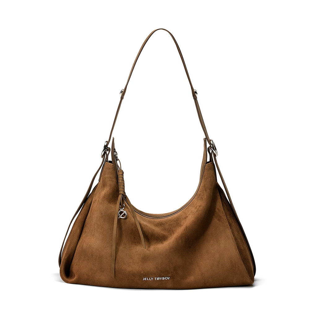 JELLY TOYBOY Black Faux Leather Zip-Top Hobo Bag