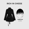 RICH IN CHEESE Short Stand-up Collar Waist Jacket