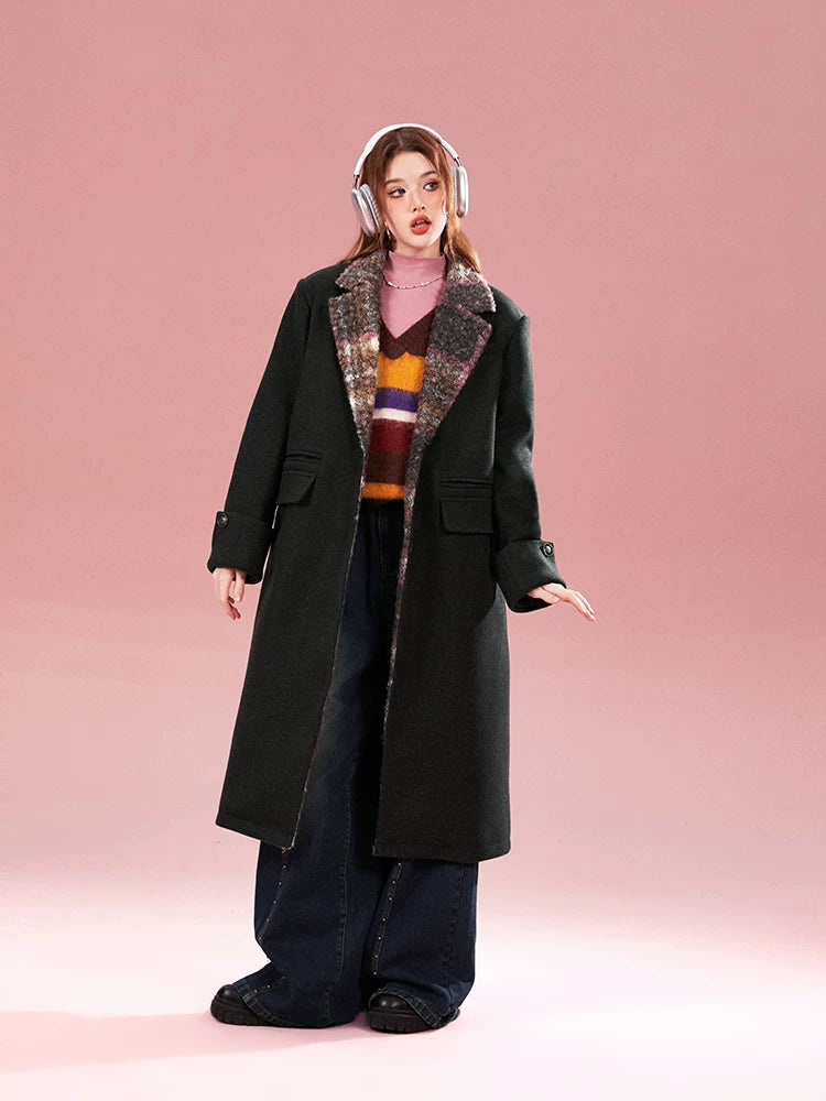 Imone Retro Loop Hairy Long Woolen Jacket