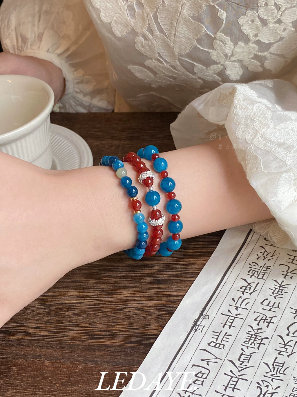 LIDAYE Red Agate Layered Bracelet