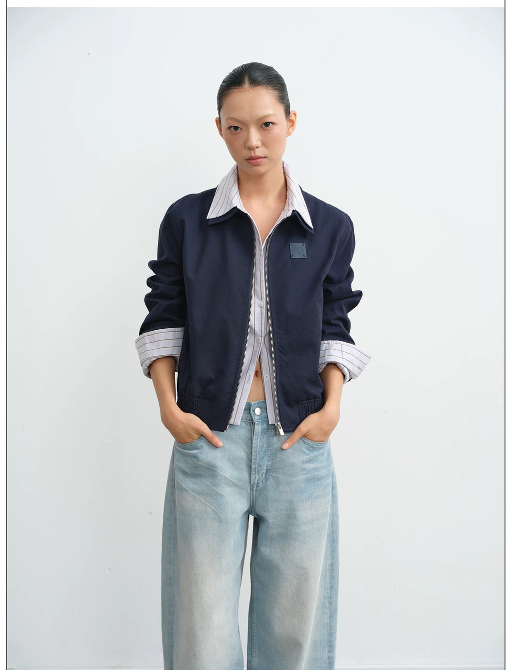 LINY LIBERTY Fake Two-piece Lapel Loose Short Coat