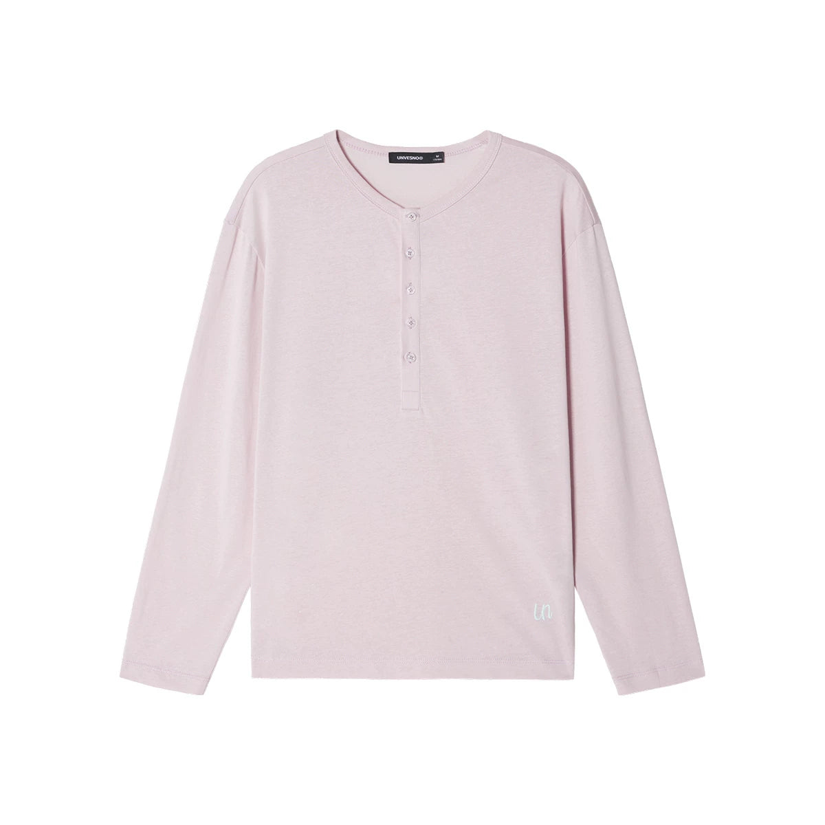 Unvesno Linen Texture Relaxed Long-Sleeve Henley Tee