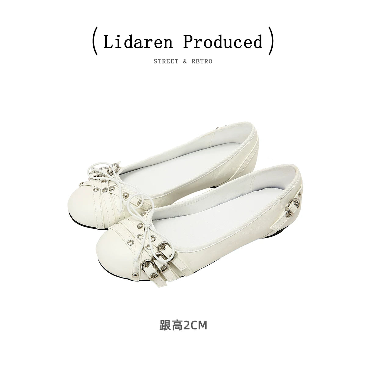 Lidaren Produced Leather Bow Slip-On Round-Toe Flat