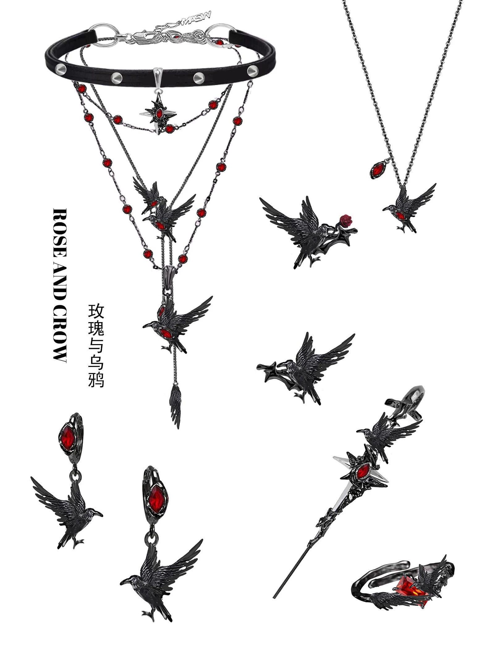 MASW Raven Brooch Graffiti Dark Style Pin