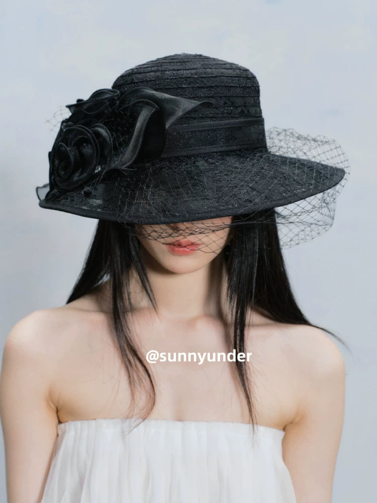 Sunnyunder Vintage Big Flower Lace Hat