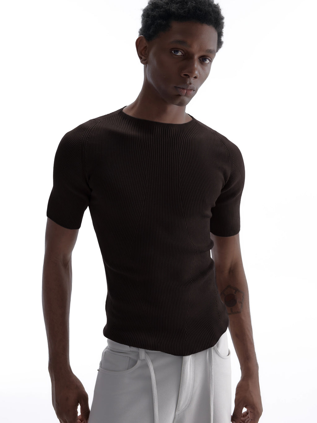 BEVAN UP Tencel Wool 3D Textured Slim Fit Knit Tee