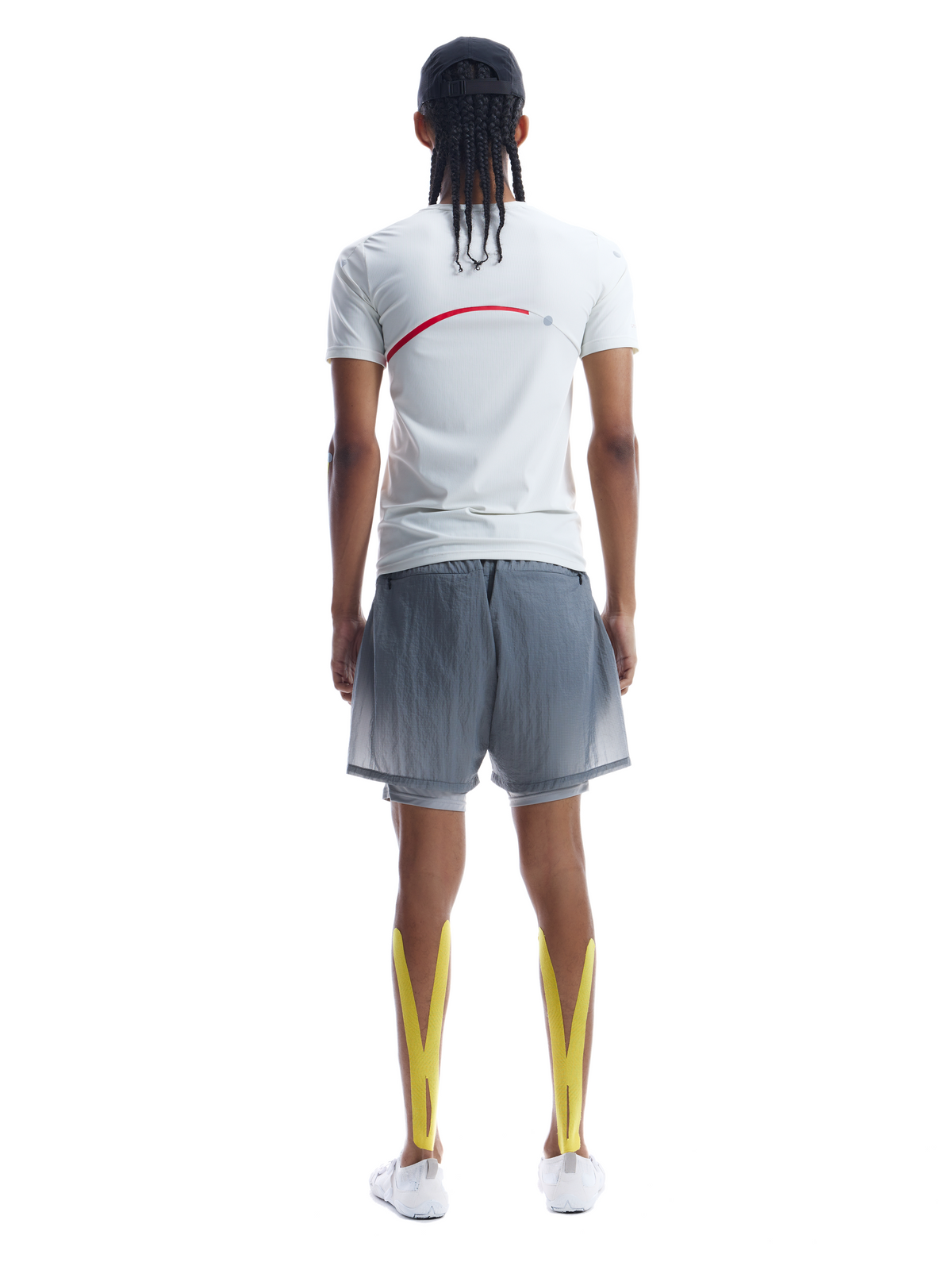 BEVAN UP UP Point-Dot Curved Hem Quick-Dry Slim Fit Tee