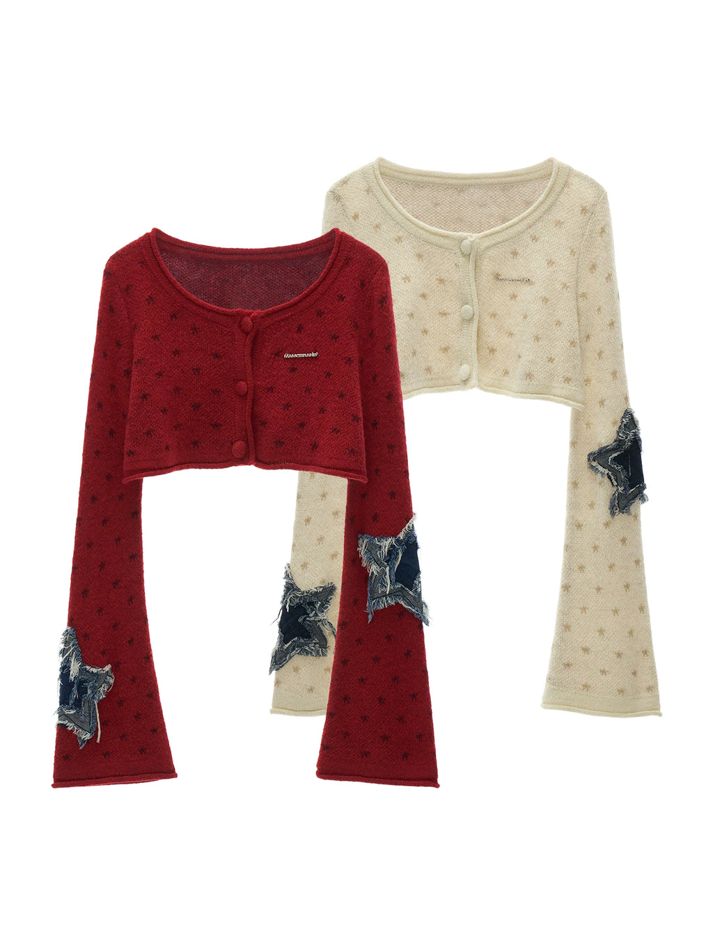MAMC Star Patch Cropped Slim-Fit Cardigan