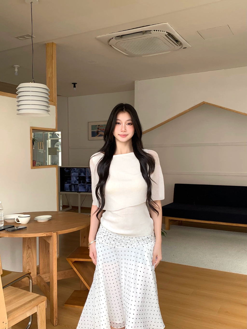 WITHMIN Shawl Fake Two Pieces Waist and Thin Tee
