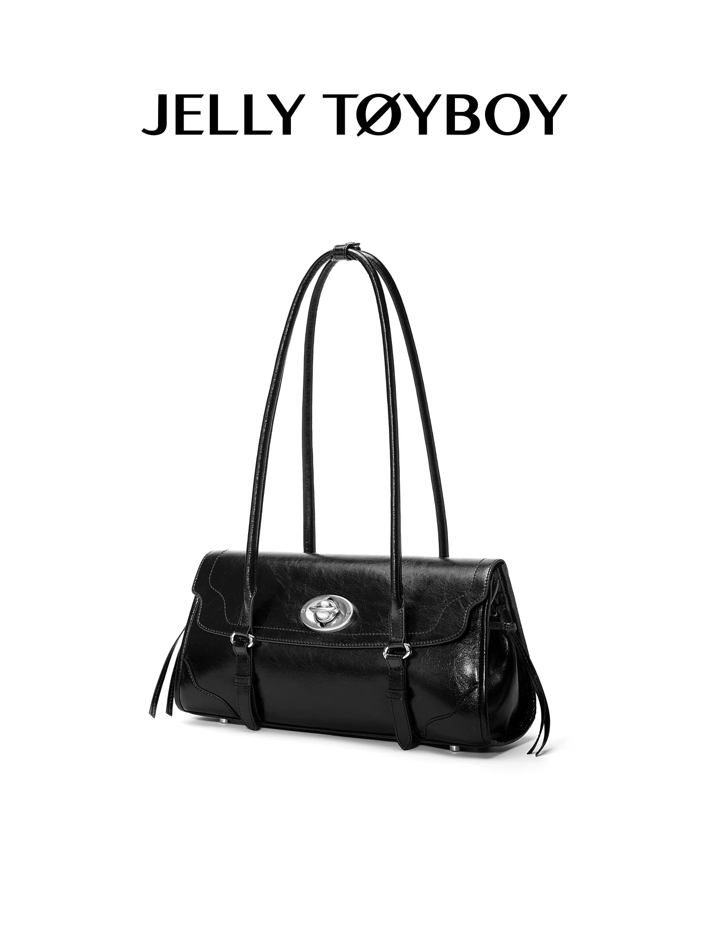 JELLY TOYBOY Black Faux Leather Buckle Underarm Bag