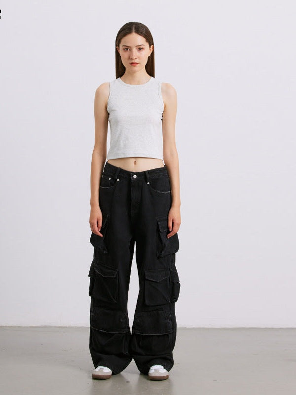 UNF round neck slim-fitting outer Crop Top Tee