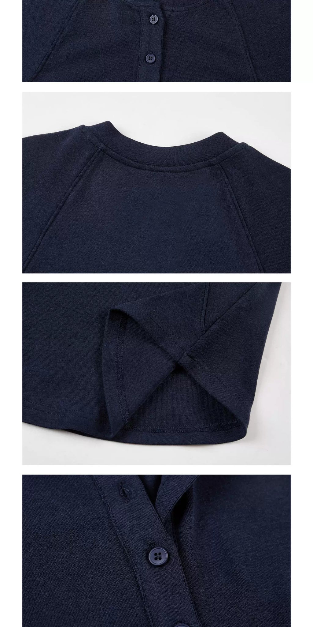 Cherry Melody Henry Collar Button Versatile Primer Long Sleeve