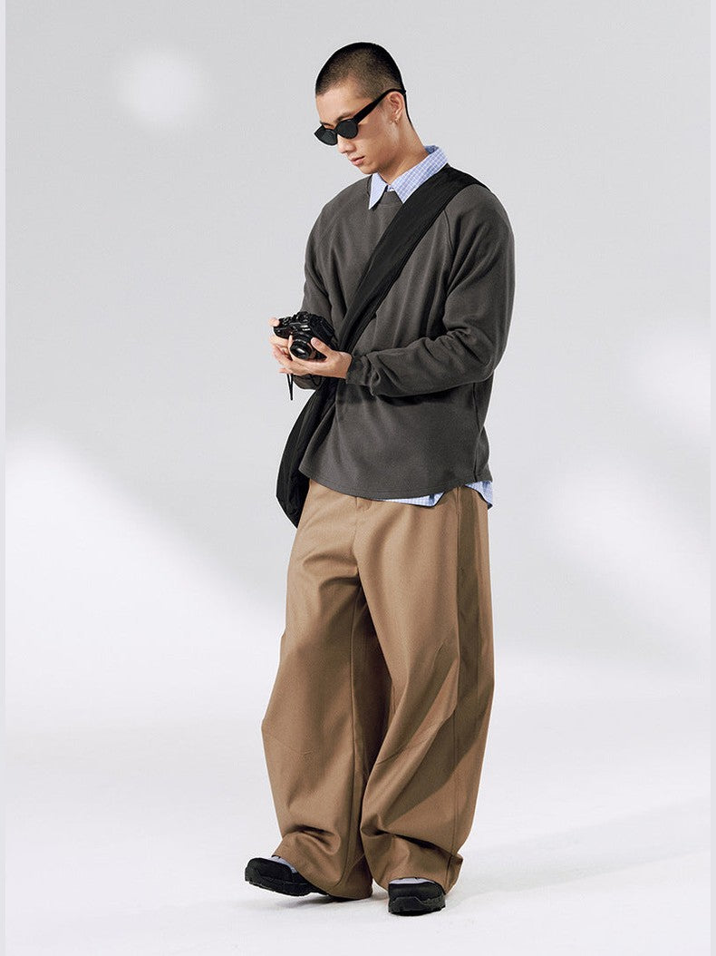 Inflation Warm Shoulders Loose Crew Neck Long Sleeves